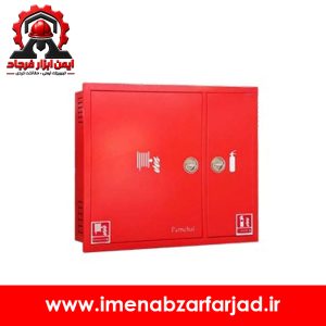 جعبه آتش نشانی دوکابین فولادی مخصوص هوزریل 10 متری