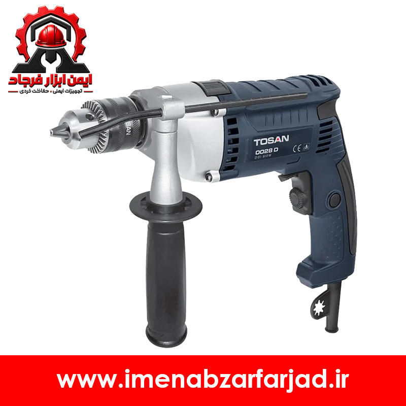 دریل چکشی 13 میلی‌متر 810 وات آچاری نیم‌تنه فلزی توسن مدل 0028D