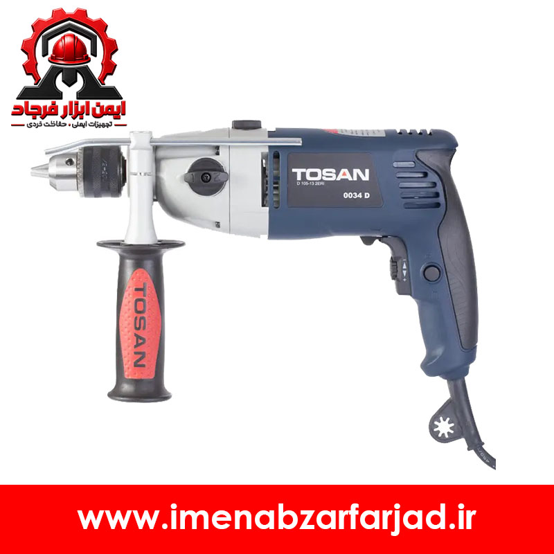 دریل چکشی گیربکسی 13 میلی‌متر 1050 وات آچاری توسن مدل 0034DBX