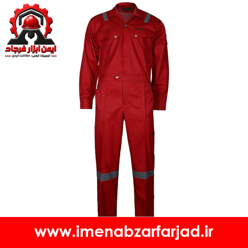 لباس جوشکاری یکسره (بیلرسوت) سیلور قرمز با شبرنگ